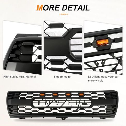Front Grill Compatible With 1998 1999 2000 Tacoma Pickup Truck Matte Black Front Bumper Grille With Letters/Accessories/Amber Light Up Honeycomb Style in Kuwait