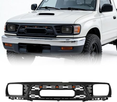 Front Grill Compatible With 1998 1999 2000 Tacoma Pickup Truck Matte Black Front Bumper Grille With Letters/Accessories/Amber Light Up Honeycomb Style in Kuwait