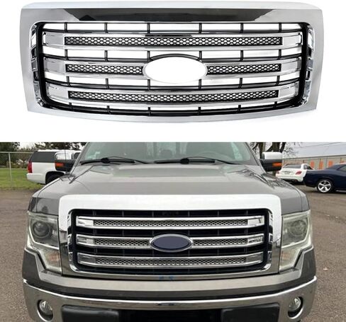 شبكة أمامية علوية متوافقة مع 2009 2010 2011 2012 2013 2014 Ford F150 Lariat Style استبدال مجموعة الشواية الأمامية لـ DL3Z8200AB (كروم) in Kuwait