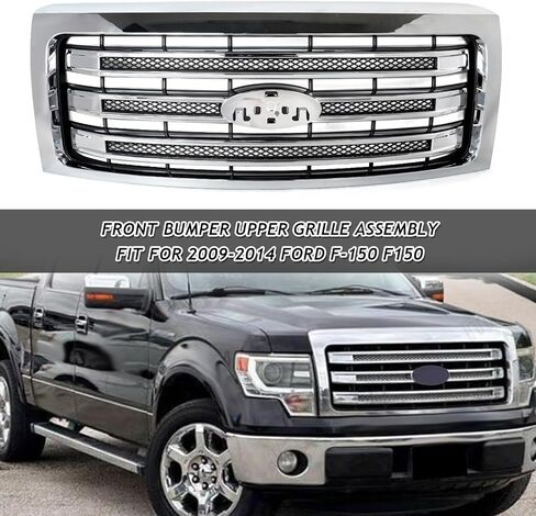 شبكة أمامية علوية متوافقة مع 2009 2010 2011 2012 2013 2014 Ford F150 Lariat Style استبدال مجموعة الشواية الأمامية لـ DL3Z8200AB (كروم) in Kuwait