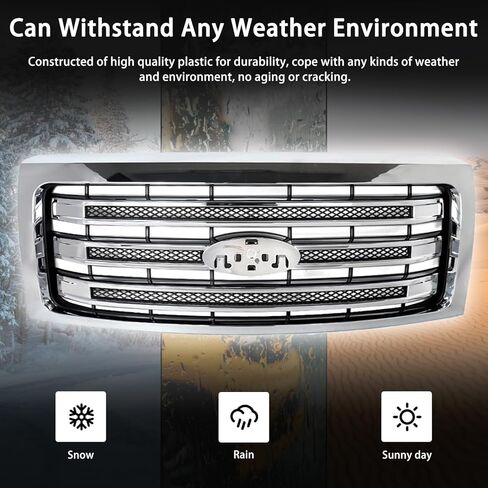 شبكة أمامية علوية متوافقة مع 2009 2010 2011 2012 2013 2014 Ford F150 Lariat Style استبدال مجموعة الشواية الأمامية لـ DL3Z8200AB (كروم) in Kuwait