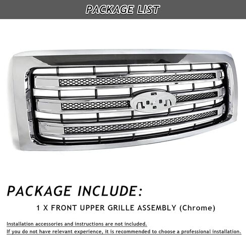 شبكة أمامية علوية متوافقة مع 2009 2010 2011 2012 2013 2014 Ford F150 Lariat Style استبدال مجموعة الشواية الأمامية لـ DL3Z8200AB (كروم) in Kuwait