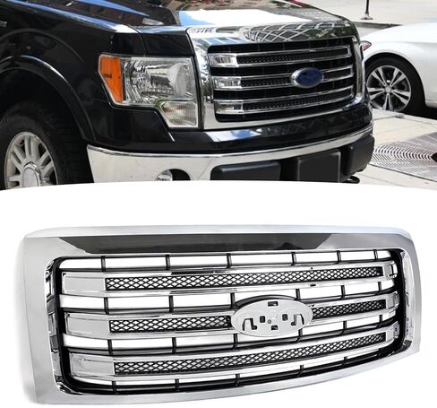 شبكة أمامية علوية متوافقة مع 2009 2010 2011 2012 2013 2014 Ford F150 Lariat Style استبدال مجموعة الشواية الأمامية لـ DL3Z8200AB (كروم) in Kuwait