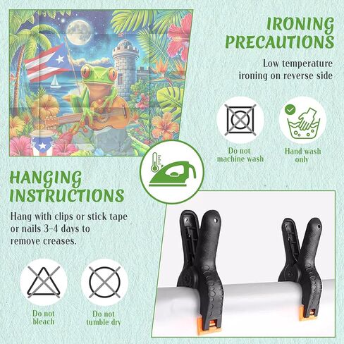 Puerto Rico Flag Backdrop Banner, 7x5 FT Large Puerto Rican Frog Hibiscus Castle Background, Vibrant Heritage Photo Booth Prop for Cultural Events, Festivals and Party Wall Decorations, Durable Fabric in Saudi Arabia