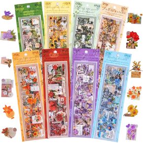 555Pcs 48Sheets Flower Stickers for Scrapbooking Transparent Die Cut Vintage Floral Plant Sticker Self Adhesive for Journal DIY Crafts Waterproof Stickers Decal for Planner Water Bottle Notebook Decor in Saudi Arabia