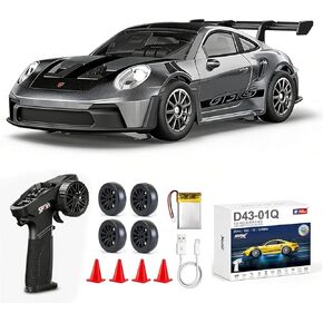 سيارة ARRIS 1/43 Mini RC Drift مع جيروسكوب، 911 2.4 جيجا هرتز سبيكة 4WD كاملة النسبية RC Drifter، 20KM/H عالية السرعة هوبي RC Cars، 4 إطارات سباق إضافية، محامل صامتة، شحن سريع وإضاءة من النوع C in Kuwait