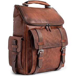 VELEZ Leather Backpack for Men 14 Inch Laptop Bag Brown Genuine Travel Pack Handmade Business Computer Carry Rucksack Professional Office School Bookbag Designer Minimalist Work Daypack Gift in Kuwait