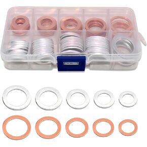 100 PCS Oil Drain Plug Gasket, Copper Aluminum Crush Washer Gaskets Seal Kit, M10 M12 M14 M16 M18 Crush Washer Oil Drain Plug, Universal for Most Cars in Saudi Arabia