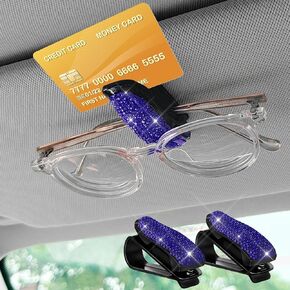 2PCS Sunglass Holder for Car Sun Visor, Car Sun Visor Glasses Holder, Glasses Holder Clip Hanger Eyeglasses Mount, Auto Fashion Bling Eyeglasses Sunglasses Hanger for Women Girls (Black) in Saudi Arabia