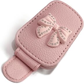 Car Sun Visor Sunglass Holder, Bling Rhinestone Bowknot PU Leather Eyeglass Clip in Saudi Arabia