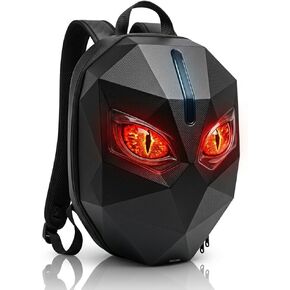 Motorcycle Helmet Backpack, Expandable Hard Shell LED Backpack with Programmable Screen, Water-Resistant Riding Bag & Laptop Daypack for Men, App Controlled DIY Display for Night Safety in Saudi Arabia