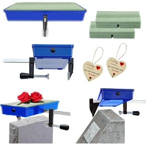 All Special Headstone Flower Saddle - Grave Cemetery Tombstone Gravestone Saddles with Dry Foam, Reusable Funeral Monument Saddle Holder for Veterans 2 Sets, Never be Blown Away (Patented Product) in Saudi Arabia