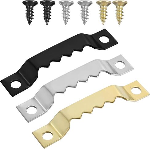 60 Pack Sawtooth Picture Hangers – Small Heavy Duty Wall Hanging Kit Picture Hardware Heavy Duty with 120 Screws Complete Saw Tooth Hangers for Frames Canvas Mirrors Gallery Walls(Black Gold Silver in Kuwait