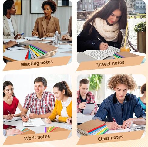 16 Pack Composition Notebooks Bulk,Kraft Cover with Rainbow Spines Notebook Journals,College Ruled Lined Travel Journals for Home,Office,School,60 pages/30 sheets,8.3"x 5.5",A5,8 Colors in Saudi Arabia