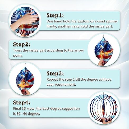 العلم الأمريكي النسر الرياح الدوار في الهواء الطلق، 8 بوصة 3D المعادن حديقة الرياح الدوار، الفولاذ المقاوم للصدأ ساحة الوطنية شنقا ديكور هدية in Kuwait