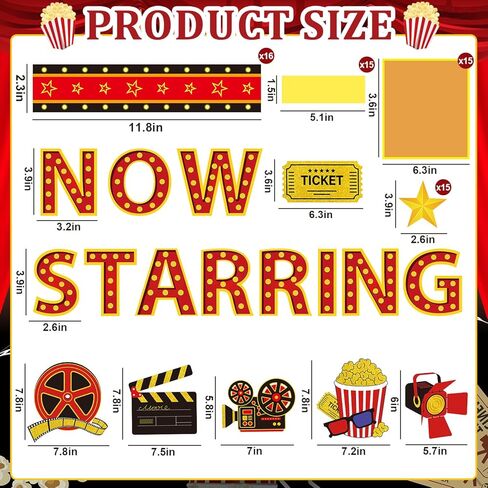 Movie Star Bulletin Board Decorations Set with Borders Now Starring Motivational Clapboard DIY Photo Picture Frame Cutouts for Class School Party Classroom Wall Decor Camera Lights Film Tickets in Kuwait
