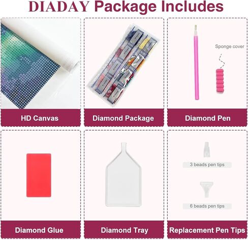 DIADAY Wolf Diamond Painting Kits for Adults, Northern Lights Wolf Diamond Art Kits for Adults, 5D DIY Full Drill Round Gem Diamond Dot Crafts Home Wall Decor Gift 12 x 16 Inches in Kuwait