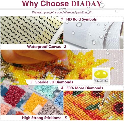DIADAY Wolf Diamond Painting Kits for Adults, Northern Lights Wolf Diamond Art Kits for Adults, 5D DIY Full Drill Round Gem Diamond Dot Crafts Home Wall Decor Gift 12 x 16 Inches in Kuwait