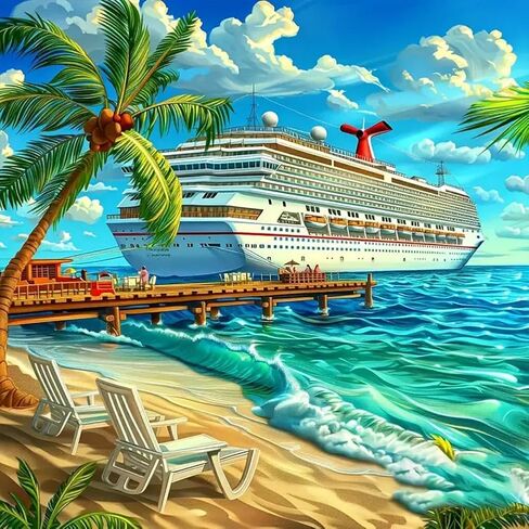 Anuver Diamond Art Kits for Adult Ship, Diamond Painting Kits for Adults Beginners, 5D DIY Full Drill Round Diamond Gem Art Craft Painting Home Wall Decor, 12x12 Inch in Kuwait
