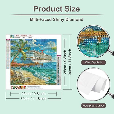 Anuver Diamond Art Kits for Adult Ship, Diamond Painting Kits for Adults Beginners, 5D DIY Full Drill Round Diamond Gem Art Craft Painting Home Wall Decor, 12x12 Inch in Kuwait