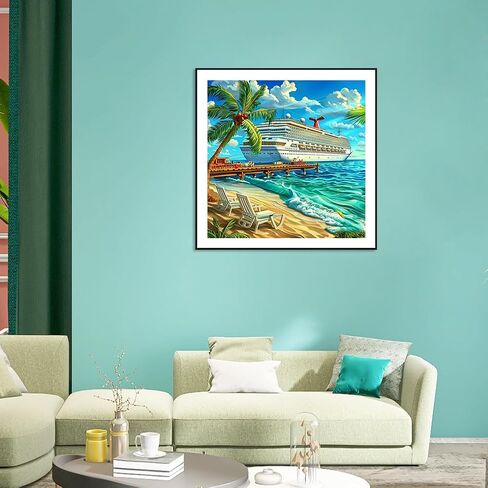 Anuver Diamond Art Kits for Adult Ship, Diamond Painting Kits for Adults Beginners, 5D DIY Full Drill Round Diamond Gem Art Craft Painting Home Wall Decor, 12x12 Inch in Kuwait