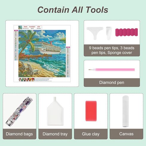 Anuver Diamond Art Kits for Adult Ship, Diamond Painting Kits for Adults Beginners, 5D DIY Full Drill Round Diamond Gem Art Craft Painting Home Wall Decor, 12x12 Inch in Kuwait