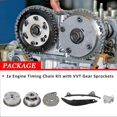24350-2E700 24370-2E020 مجموعة سلسلة التوقيت مع ضرس VVT للسحب والعادم لسيارة Hyundai Elantra 2017-2020، Veloster 2019-2021، Kona 2018-2021، لكيا فورتي 2017-2022، Forte5 2017-2018 in Kuwait