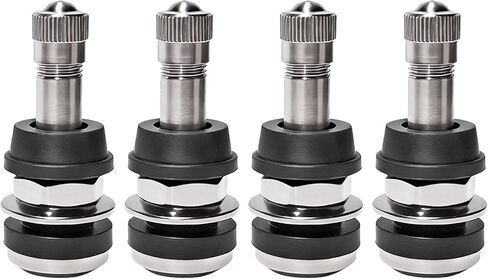 4 PCS TR416 Metal Valve Stems, 1-1/2" Long High Pressure Clamp-in Valve Stem for Tubeless Tires, Outer Mount Auto Tire Valves Fits 0.453" & 0.625" Rim Holes, Car Accessories in Saudi Arabia