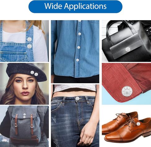Amaxiu Jeans Buttons Replacement, 8 PCS Instant No Sew Buttons for Pants Removable Metal Silver Pant Button Tightener Adjustable Button Replacement Kit with Threads Rivets and Screwdriver (20mm) in Saudi Arabia