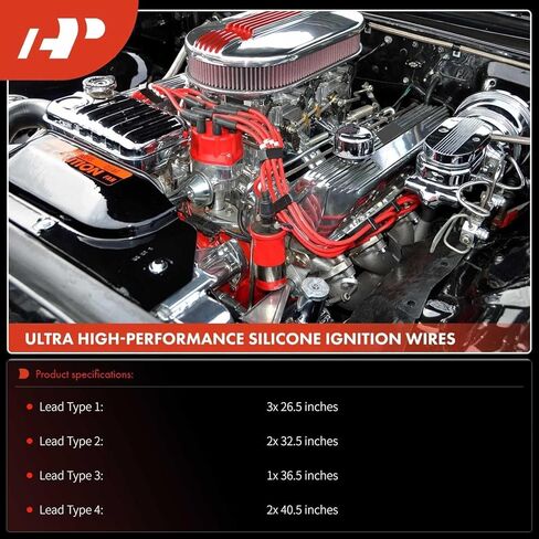 A-Premium 7MM Spark Plug Wires Compatible with Chevrolet & GMC Models - Tahoe, Yukon, Blazer, C1500/C2500/C3500/C3500HD, K1500/K2500/K3500, Suburban, G10/G20/G30/P30, V8 5.0L 5.7L in Kuwait