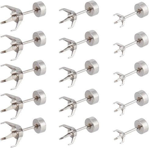 SUNNYCLUE 1 Box 30Pcs 3 Sizes Blank Earring Findings Silver Claw Earring Blanks with 30Pcs Ear Nuts 304 Stainless Steel Beads Rhinestone Prong Earring Post Studs for DIY Jewelry Making Accessories in Kuwait