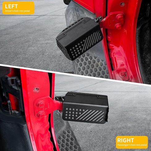 أوتاد القدم للأبواب مغلقة لسيارة Jeep Wrangler JK JL 4XE Gladiator JT 2007-2026، لوحة ركل لدواسات مسند القدم بمفصلات الباب لملحقات Jeep الخارجية، ترقية 120 درجة، معدن مطلي بالمسحوق، علم الولايات المتحدة زوج واحد in Kuwait