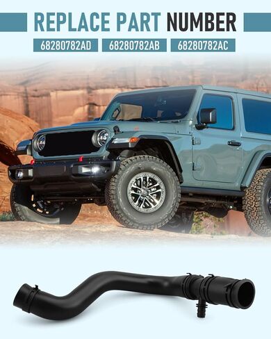 خرطوم مدخل مياه رادياتير المحرك مناسب لـ 2018-2025 Jeep Wrangler 3.6L V6، مناسب لـ 2020-2025 Jeep Gladiator 3.6L V6، رقم الجزء البديل 68280782AD 68280782AB 68280782AC، مطاط أسود in Kuwait