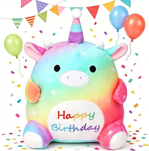 Happy Birthday Gift Axolotl Plush - 9.5 inch Axolotl Stuffed Animal with Crown Cute Plushie Soft Plush Axolotl Decorations Birthday Gift for Kids Girls Boys Adults in Saudi Arabia