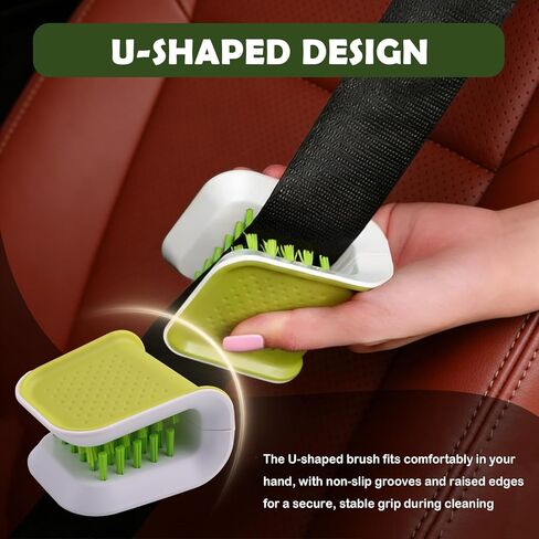 Car Seat Belt Cleaner Brush,Non-Slip Car Cleaning Brush with Double-Sided Bristle Brushes,U-Shaped Design Cars Detailing Brushes for Cleaning Most Vehicle Models Safety Belts in Saudi Arabia