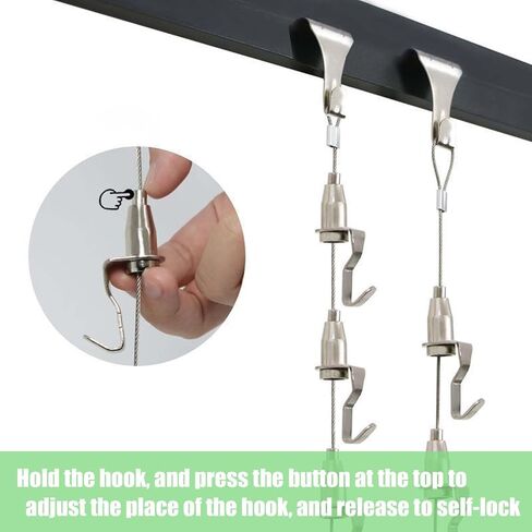 10 Set Adjustable Picture Hanging Wire Kit (6.56FT Wire, S Hook and 3 Adjustable Hooks), Gallery System Picture Rail Art Hanging Kit Exhibition Art Gallery Frame Display(Frame NOT Included) in Saudi Arabia