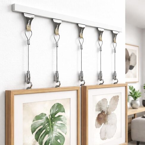 10 Set Adjustable Picture Hanging Wire Kit (6.56FT Wire, S Hook and 3 Adjustable Hooks), Gallery System Picture Rail Art Hanging Kit Exhibition Art Gallery Frame Display(Frame NOT Included) in Saudi Arabia