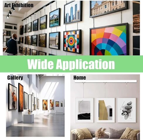 10 Set Adjustable Picture Hanging Wire Kit (6.56FT Wire, S Hook and 3 Adjustable Hooks), Gallery System Picture Rail Art Hanging Kit Exhibition Art Gallery Frame Display(Frame NOT Included) in Saudi Arabia