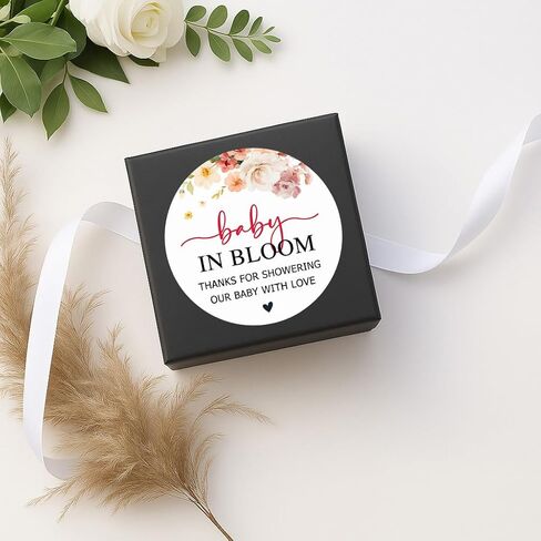 120 × ملصقات Baby in Bloom Thanks You - ملصقات هدايا استحمام الطفل المزينة بالزهور - بطاقات هدايا مستديرة وملصقات لديكورات حمام الطفل - علامات هدايا استحمام الطفل - 1.6 بوصة in Kuwait