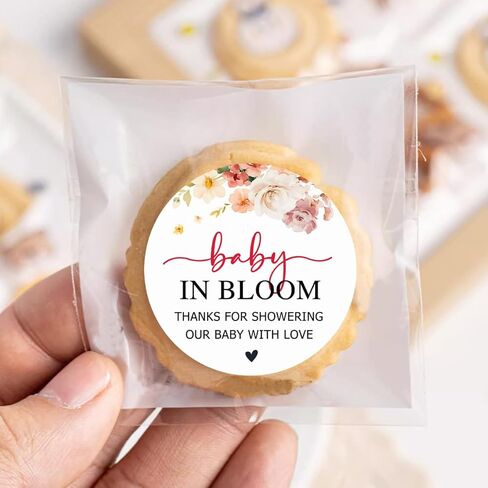120 × ملصقات Baby in Bloom Thanks You - ملصقات هدايا استحمام الطفل المزينة بالزهور - بطاقات هدايا مستديرة وملصقات لديكورات حمام الطفل - علامات هدايا استحمام الطفل - 1.6 بوصة in Kuwait