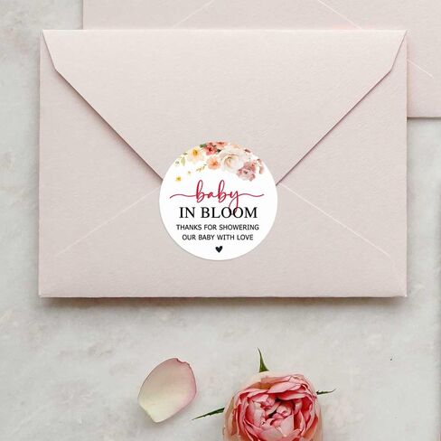 120 × ملصقات Baby in Bloom Thanks You - ملصقات هدايا استحمام الطفل المزينة بالزهور - بطاقات هدايا مستديرة وملصقات لديكورات حمام الطفل - علامات هدايا استحمام الطفل - 1.6 بوصة in Kuwait