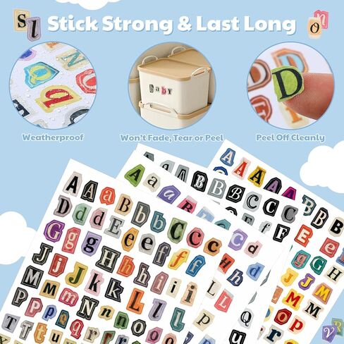 Frienda 2400 Pcs 32 Sheet Letter Stickers for Scrapbook with Tweezers Magazine Ransom Letters Stickers Small Vintage Alphabet Sticker for Journaling Supplies Laptop Water Bottle DIY Crafts Gift in Kuwait