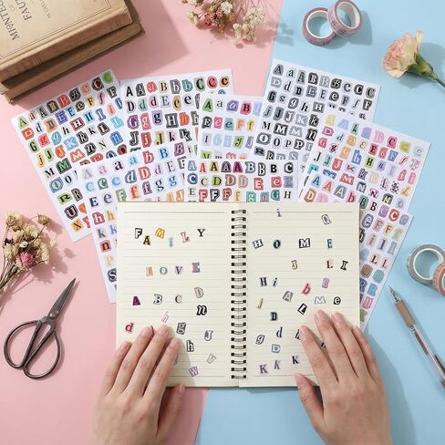Frienda 2400 Pcs 32 Sheet Letter Stickers for Scrapbook with Tweezers Magazine Ransom Letters Stickers Small Vintage Alphabet Sticker for Journaling Supplies Laptop Water Bottle DIY Crafts Gift in Kuwait