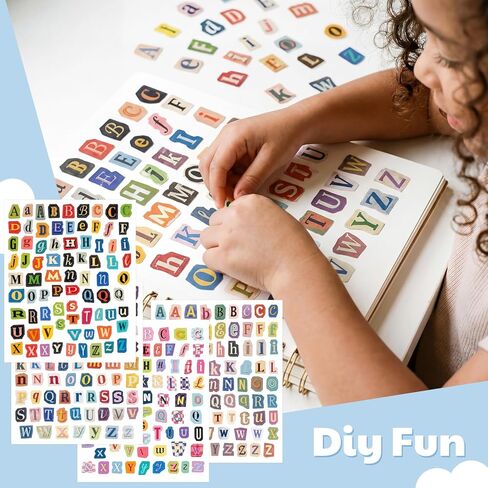 Frienda 2400 Pcs 32 Sheet Letter Stickers for Scrapbook with Tweezers Magazine Ransom Letters Stickers Small Vintage Alphabet Sticker for Journaling Supplies Laptop Water Bottle DIY Crafts Gift in Kuwait