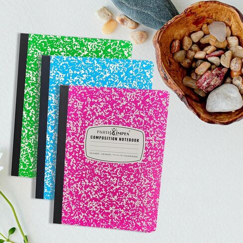 PARTH iMPEX 12 Pack Bulk Composition Notebooks College Ruled, 200 Pages (100 Sheets), 9-3/4 x 7-1/2, Hard Cover College Ruled Notebooks, Assorted Colors Composition Notebook For School Office in Kuwait