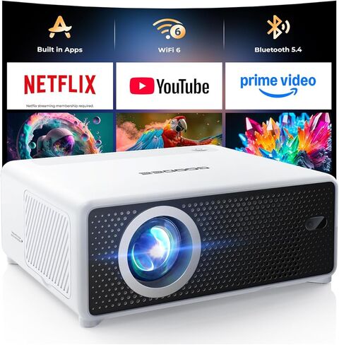GOODEE Mini Projector with WiFi and Bluetooth - Built-in Apps, 1080P HD Home Theater Compatible with Netflix/YouTube/Prime Video, Short Throw Projectors Support HDMI/Smartphone/Laptop in Saudi Arabia