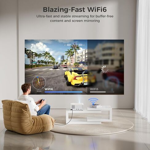 GOODEE Mini Projector with WiFi and Bluetooth - Built-in Apps, 1080P HD Home Theater Compatible with Netflix/YouTube/Prime Video, Short Throw Projectors Support HDMI/Smartphone/Laptop in Saudi Arabia