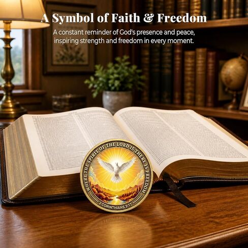Freedom in Christ Christian Challenge Coin, 2 Corinthians 3:17 Pocket Prayer Coin, Inspirational Christian Gift for Men Women, Religious Encouragement Token for Anxiety, Faith, Hope & Strength in Saudi Arabia
