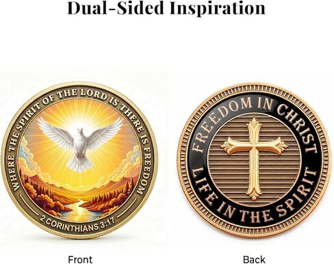 Freedom in Christ Christian Challenge Coin, 2 Corinthians 3:17 Pocket Prayer Coin, Inspirational Christian Gift for Men Women, Religious Encouragement Token for Anxiety, Faith, Hope & Strength in Saudi Arabia