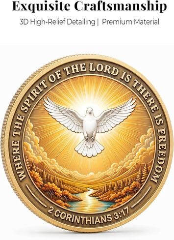 Freedom in Christ Christian Challenge Coin, 2 Corinthians 3:17 Pocket Prayer Coin, Inspirational Christian Gift for Men Women, Religious Encouragement Token for Anxiety, Faith, Hope & Strength in Saudi Arabia